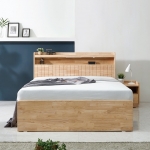이안 침대서랍장 퀸사이즈 4서랍 고무나무 원목 안방 LED 조명 낮은 높은 침대 프레임