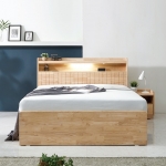 이안 침대서랍장 퀸사이즈 4서랍 고무나무 원목 안방 LED 조명 낮은 높은 침대 프레임